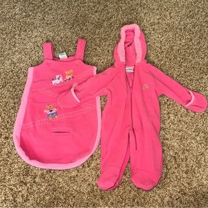 Winter Snow Bunting Jumpsuit Baby 3-6M pink